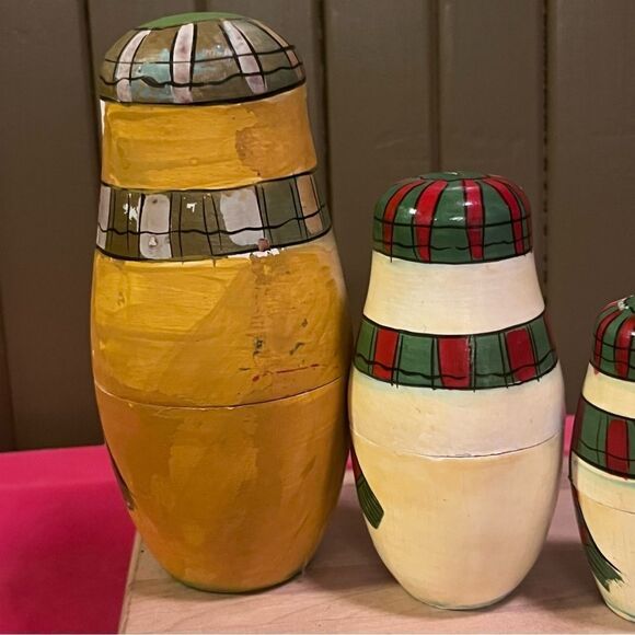 Vintage Snowman Nesting Dolls Hand Painted Terry’s Village 5 Figures - Picture 6 of 8